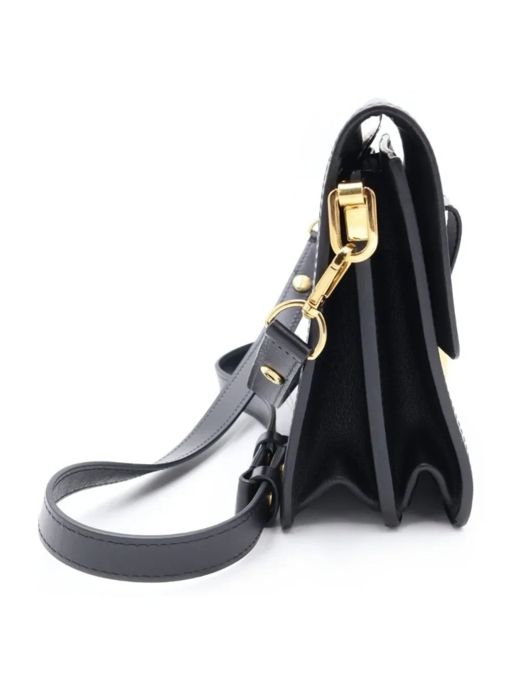 Louis Vuitton LV Rock Dauphine MM Leather Chain Shoulder Bag Gold Black